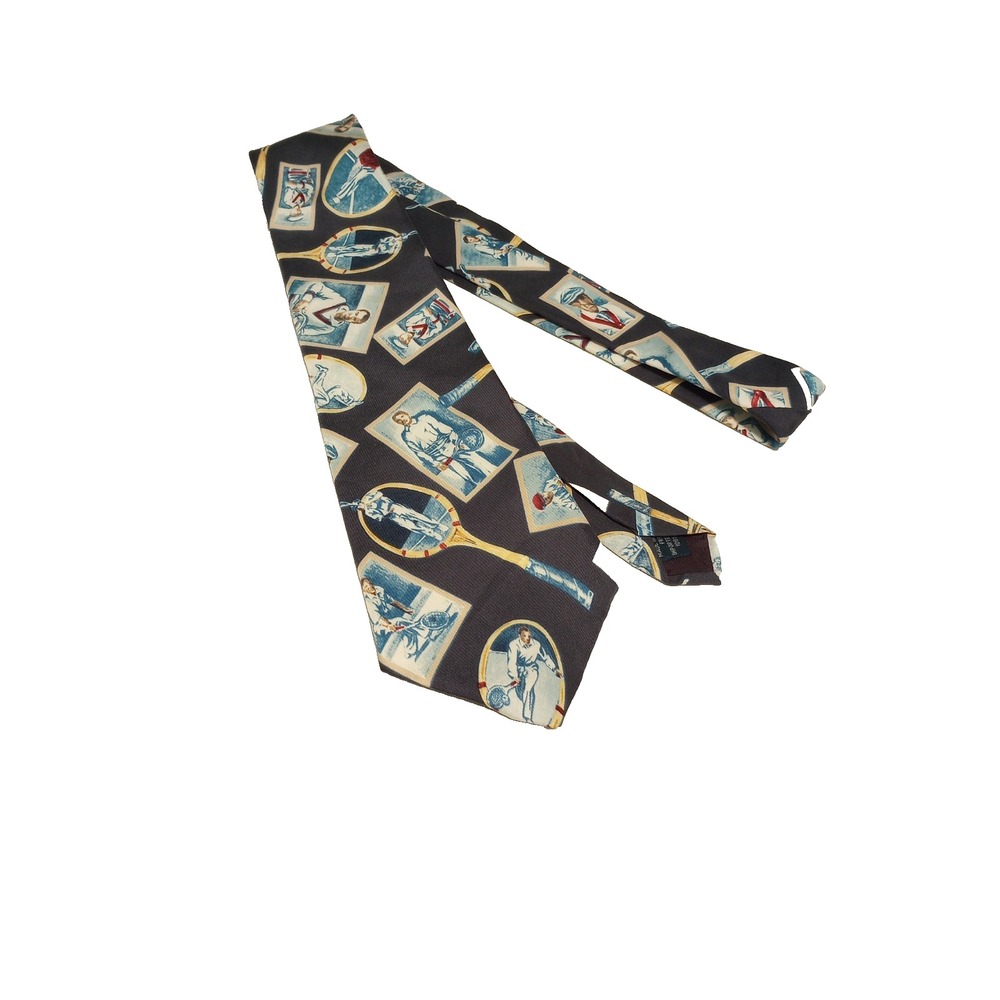 Vintage GAP 100%‎ Silk Men's Neck Tie Tennis Portraits